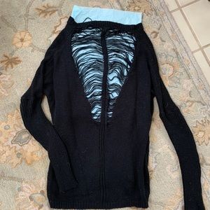 LF Black Oversized Long Detail Back Sweater